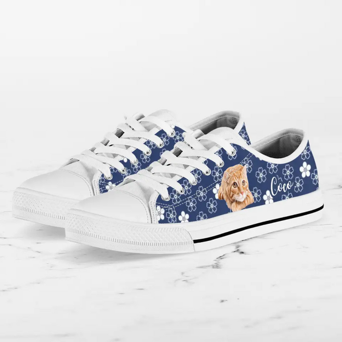 Custom Personalized Cat Photo Canvas Sneakers - Gift Idea for Cat Lovers