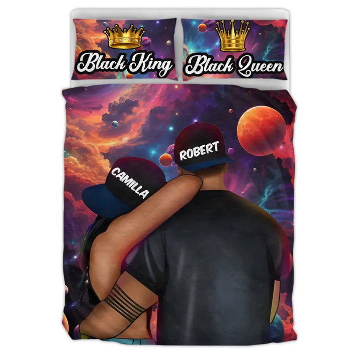 Personalized Couple Quilt Bed Sets - Gift Idea For Couple/Him/Her - Black King