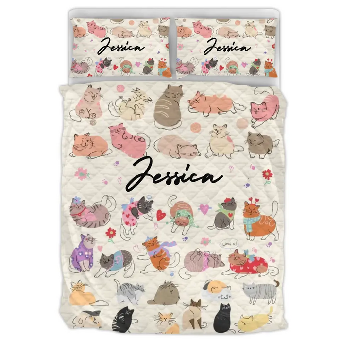 Custom Cat Quilt Bed Sets - Gift Idea For Cat Lovers/Owners