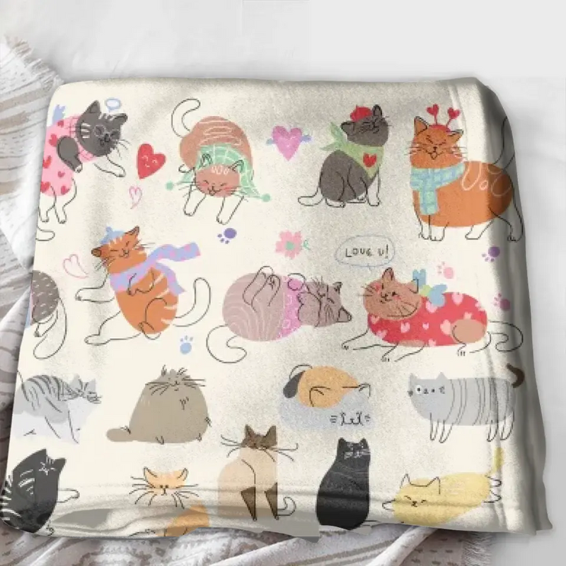 Custom Cat Fleece Throw Blanket/Quilt/Pillow Cover - Gift Idea For Cat Lovers/Owners