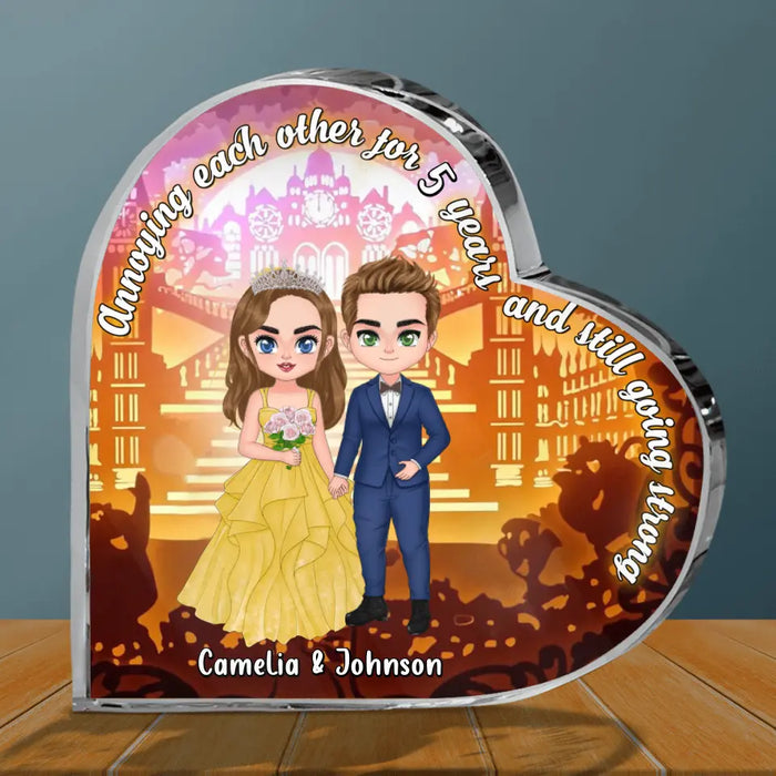 Personalized Wedding Couple Crystal Heart - Gift Idea For Couple/Wedding Anniversary - Annoying Each Other For 5 Years And Still Going Strong