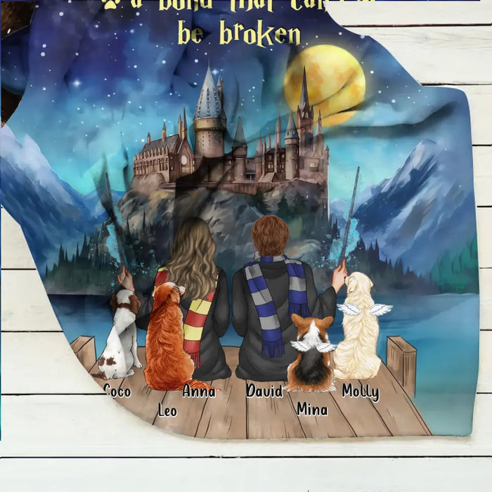 Personalized Girl & Dogs Quilt/Fleece Throw Blanket/Pillow Cover - Gift Idea For Dog Lovers/Owners - Up to 4 Dogs - A Girl And Her Dogs A Bond That Can't Be Broken