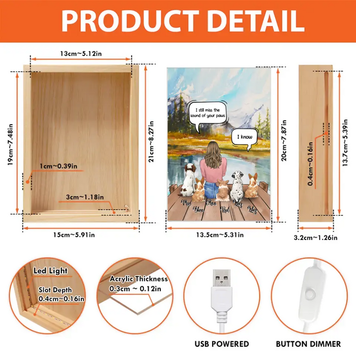 Personalized Memorial Dog Mom Frame Light Box - Gift Idea For Dog Owners/Lovers - Up to 5 Dogs - I Still Miss The Sound Of Your Paws