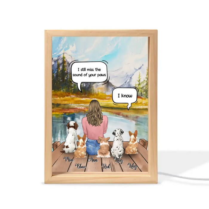 Personalized Memorial Dog Mom Frame Light Box - Gift Idea For Dog Owners/Lovers - Up to 5 Dogs - I Still Miss The Sound Of Your Paws