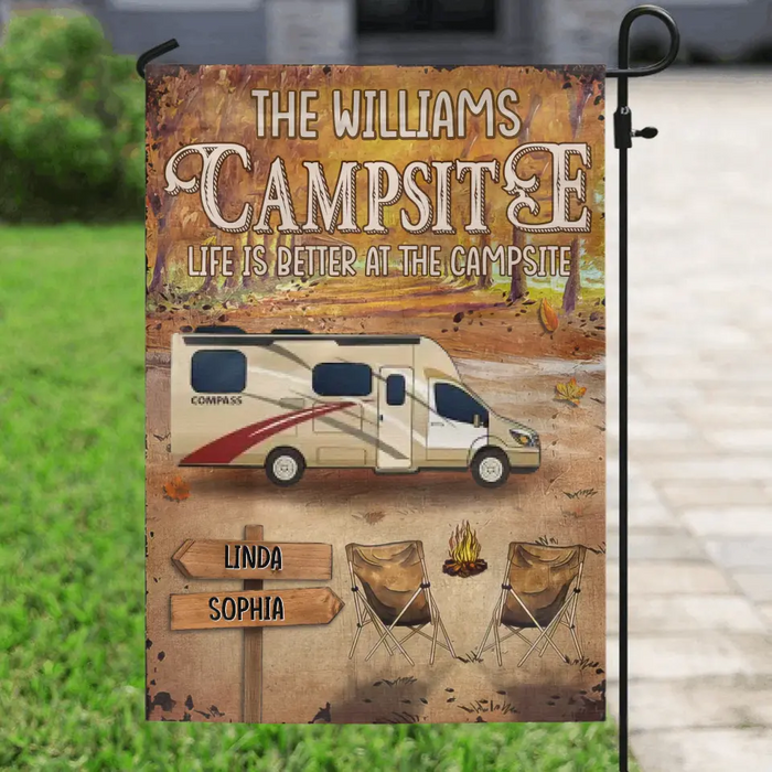 Custom Personalized Camping Flag Sign - Best Gift For Camping Lovers - Life Is Better At The Campsite