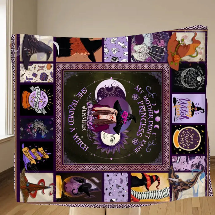 Custom Personalized Witch Quilt/Fleece Blanket/Pillow Cover - Halloween Gift Idea For Witch Lovers - She Trained A Witch