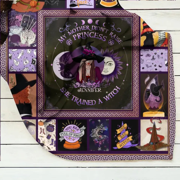 Custom Personalized Witch Quilt/Fleece Blanket/Pillow Cover - Halloween Gift Idea For Witch Lovers - She Trained A Witch