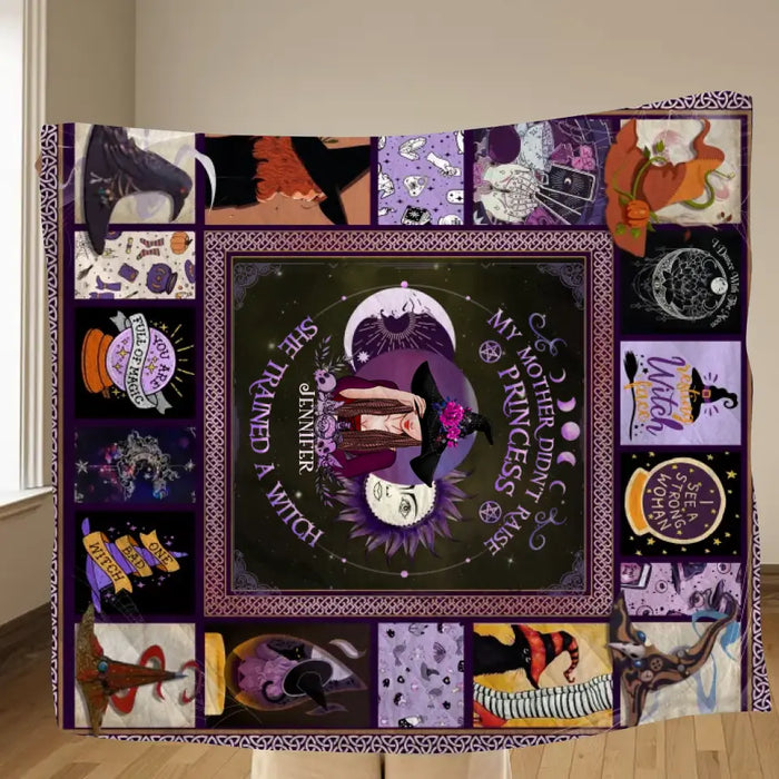 Custom Personalized Witch Quilt/Fleece Blanket/Pillow Cover - Halloween Gift Idea For Witch Lovers - She Trained A Witch
