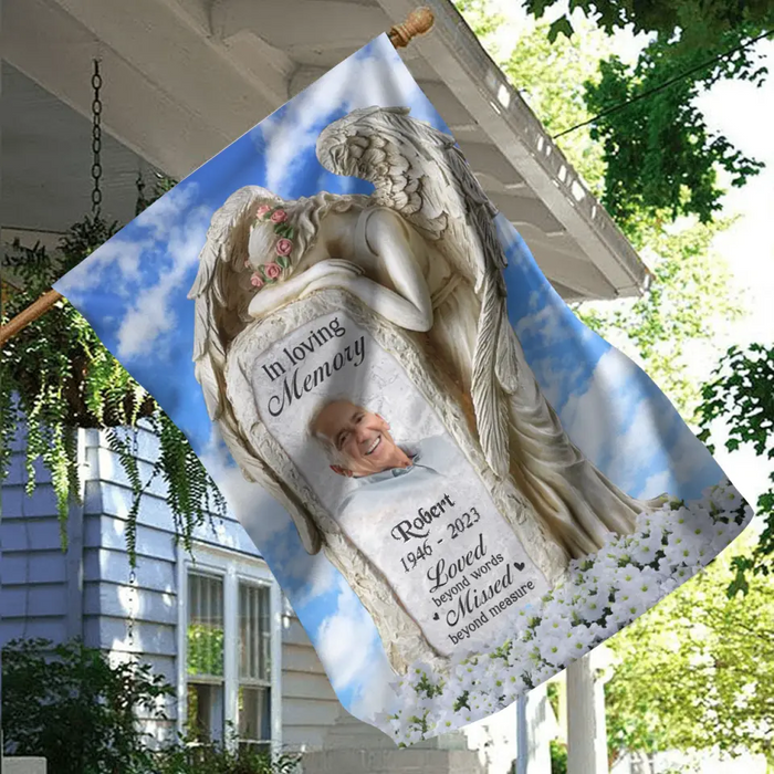 Custom Personalized Memorial Garden Flag Sign - Memorial Gift Idea - Upload Photo - Loved Beyond Words Missed Beyond Measure