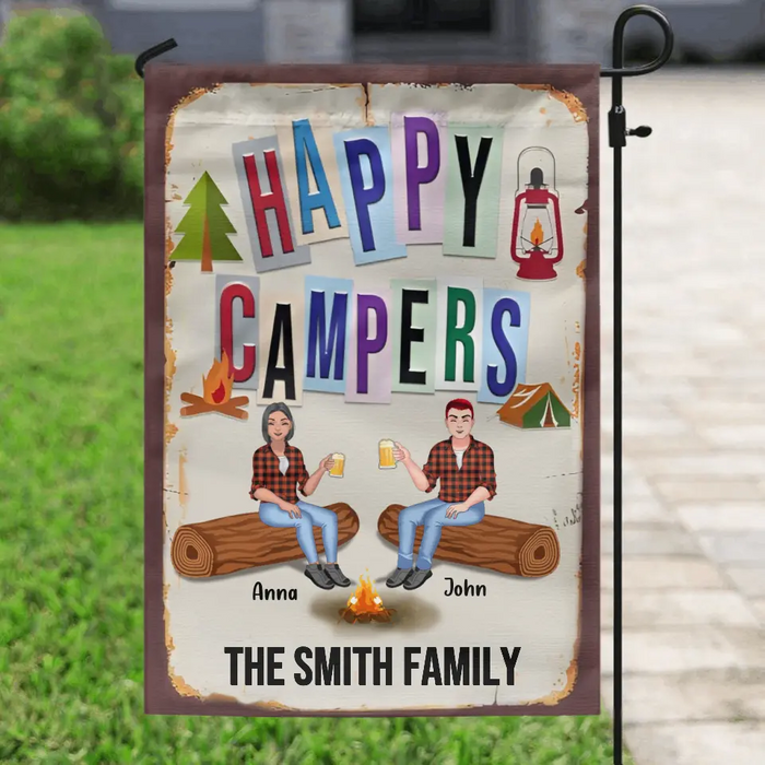 Custom Personalized Camping Flag Sign - Best Gift For Camping Lovers - Happy Campers