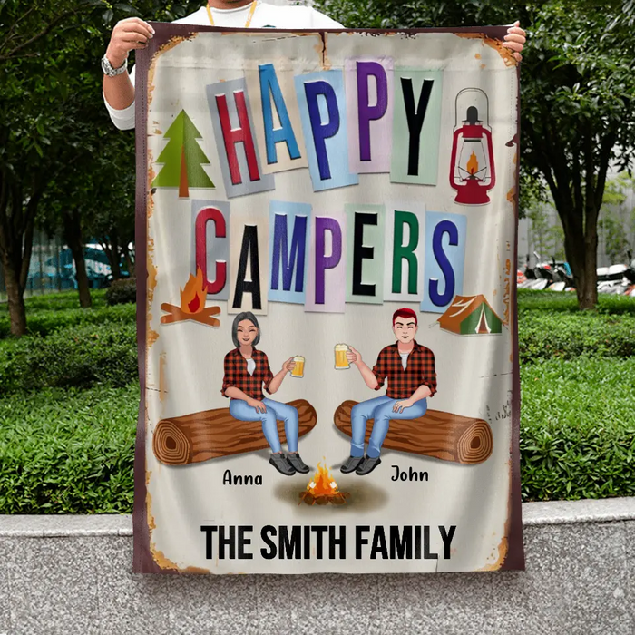 Custom Personalized Camping Flag Sign - Best Gift For Camping Lovers - Happy Campers