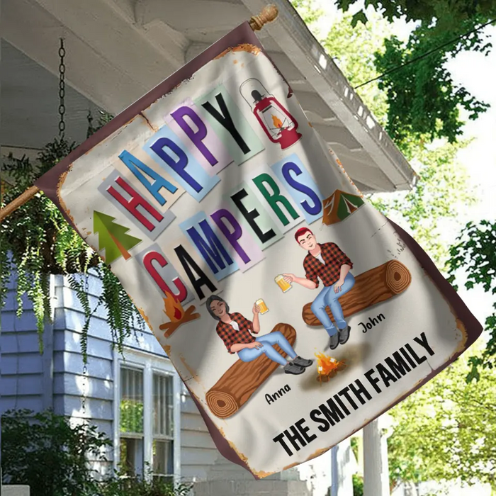 Custom Personalized Camping Flag Sign - Best Gift For Camping Lovers - Happy Campers