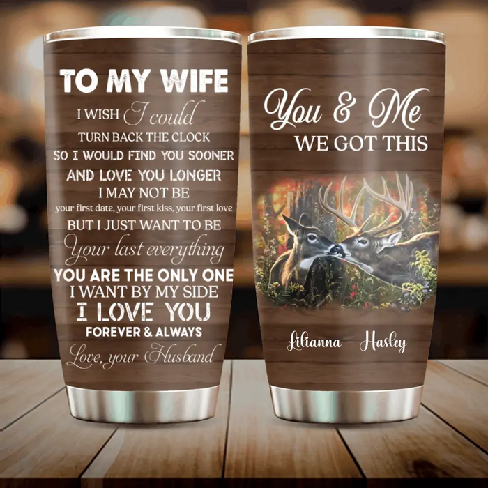 Personalized Couple Tumbler - Gift Idea For Couple/Him/Her/Valentine's Day - To My Wife I Wish I Could Turn Back The Clock