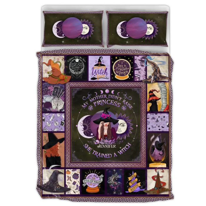 Custom Personalized Witch Quilt Bed Sets - Halloween Gift Idea For Witch Lovers - She Trained A Witch
