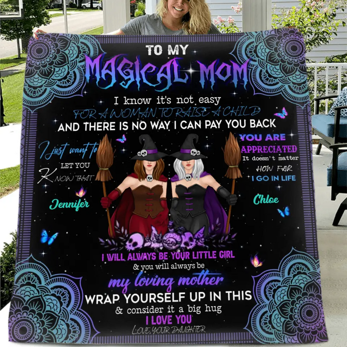 Custom Personalized Witch Quilt/Fleece Blanket/Pillow Cover - Halloween Gift Idea For Witch Lovers - To Magical Mom