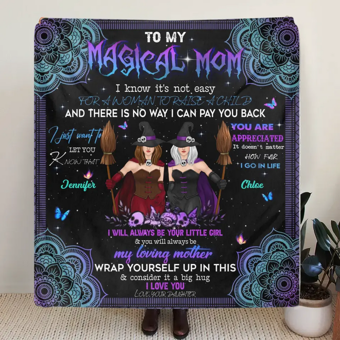 Custom Personalized Witch Quilt/Fleece Blanket/Pillow Cover - Halloween Gift Idea For Witch Lovers - To Magical Mom