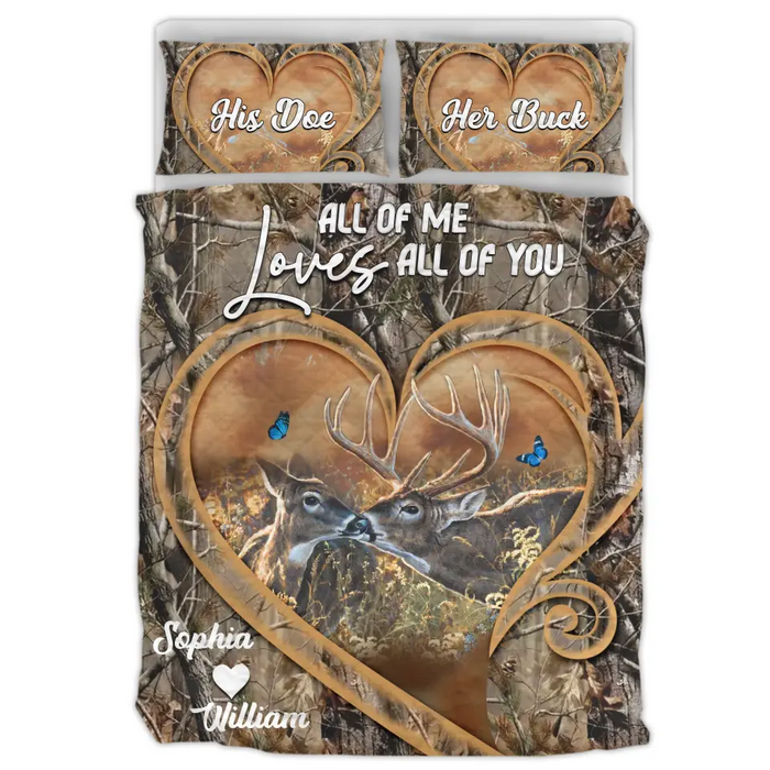 Custom Personalized Deer Couple Quilt Bed Sets - Gift Idea For Couple - All Of Me Loves All Of You