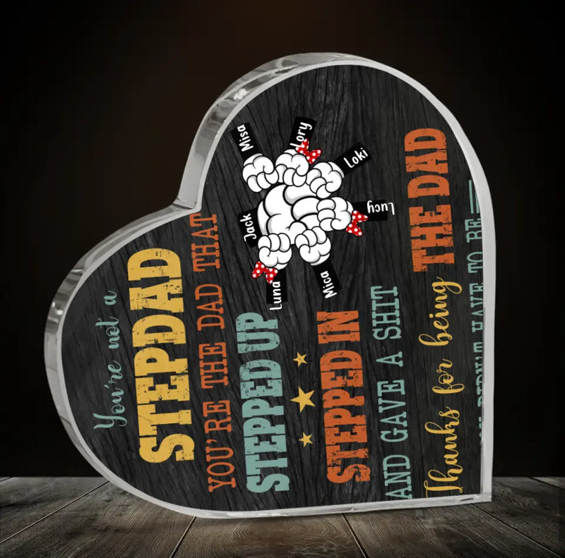 Personalized Step Dad Crystal Heart - Gift Idea For Dad - Up to 6 Kids - Thanks For Being The Dad You Did Not Have To Be