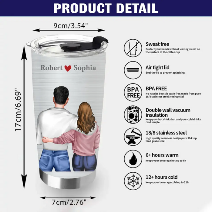 Personalized Couple Tumbler - Gift Idea For Couple/Him/Her/Valentine's Day - There Will Always Be More Love Than Miles Between Us
