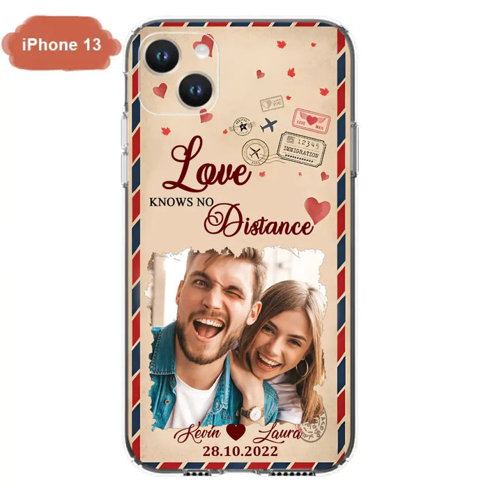 Custom Personalized Couple Phone Case - Gift Idea For Couple/ Valentines Day - Upload Photo - Love Knows No Distance - Case For iPhone/ Samsung