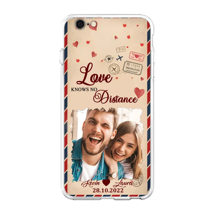 Custom Personalized Couple Phone Case - Gift Idea For Couple/ Valentines Day - Upload Photo - Love Knows No Distance - Case For iPhone/ Samsung