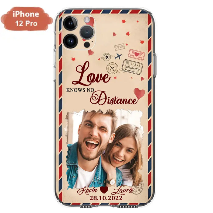 Custom Personalized Couple Phone Case - Gift Idea For Couple/ Valentines Day - Upload Photo - Love Knows No Distance - Case For iPhone/ Samsung