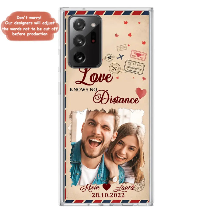 Custom Personalized Couple Phone Case - Gift Idea For Couple/ Valentines Day - Upload Photo - Love Knows No Distance - Case For iPhone/ Samsung