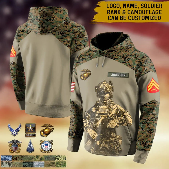 Custom Personalized Soldier All-Over Print Hoodie - Gift Idea For Soldier/ Father/ Brother/ Son