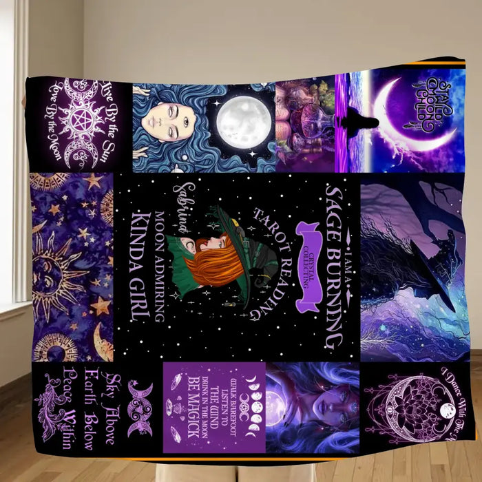 Personalized Witch Quilt/Fleece Throw Blanket - Halloween Gift Idea For Witch Lovers - I Am A Sage Burning