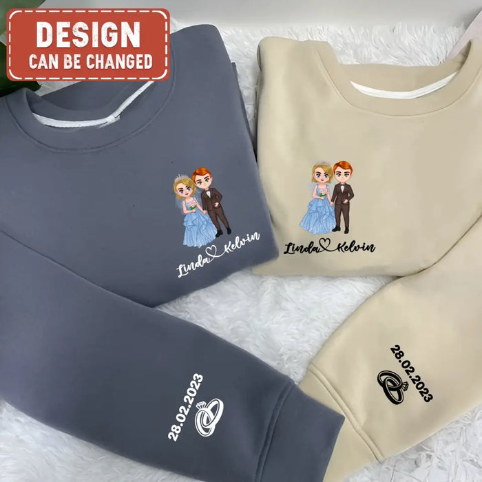 Custom Personalized Wedding Chibi Couple Sweater - Anniversary/ Christmas/ Valentine's Day Gift Idea For Couple/ Him/ Her