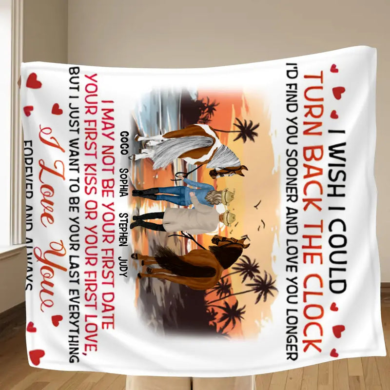 Personalized Riding Horse Couple Fleece Throw Blanket/Quilt - Valentine's Day Gift Idea For Couple/Him & Her - I'd Find You Sooner
