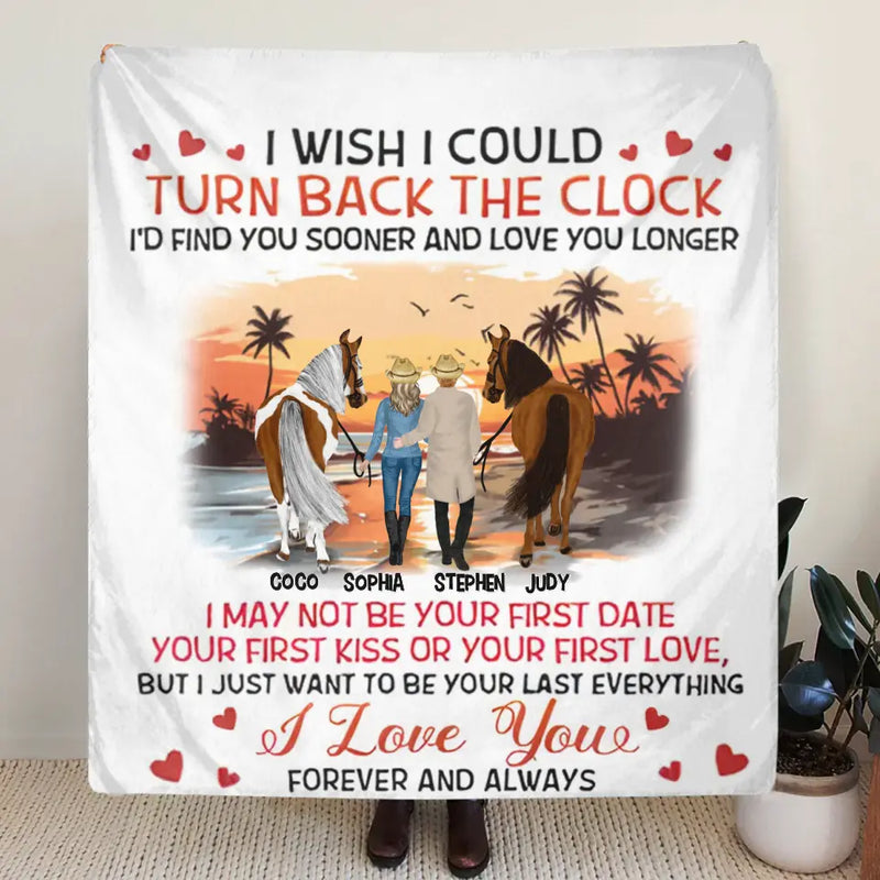 Personalized Riding Horse Couple Fleece Throw Blanket/Quilt - Valentine's Day Gift Idea For Couple/Him & Her - I'd Find You Sooner