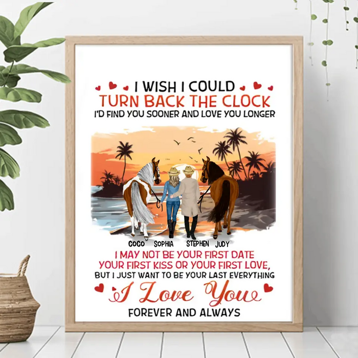 Personalized Riding Horse Couple Unframed Vertical Poster - Gift Idea For Couple/ Him/ Her/ Valentine's Day - I Wish I Could Turn Back The Clock