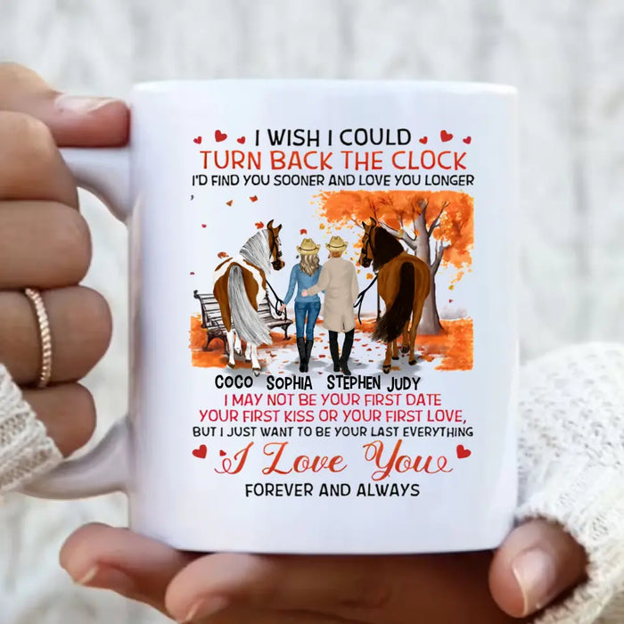 Personalized Horse Riding Couple Coffee Mug - Gift Idea For Couple/ Him/ Her/ Valentine's Day - I Wish I Could Turn Back The Clock