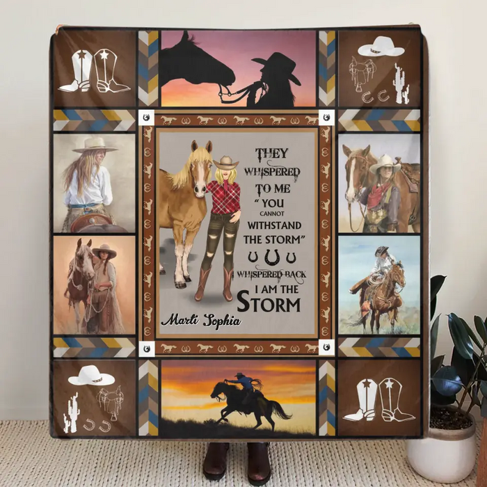 Custom Personalized Horse Girl Quilt/Single Layer Fleece Blanket - Gift Idea For Girl/Horse Lovers - They Whispered To Me