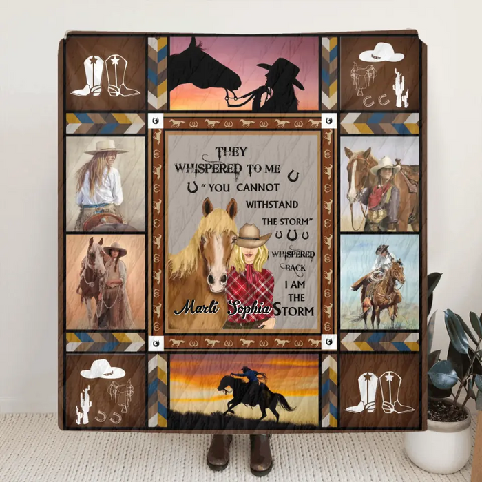 Custom Personalized Horse Girl Quilt/Single Layer Fleece Blanket - Gift Idea For Girl/Horse Lovers - I Am The Storm