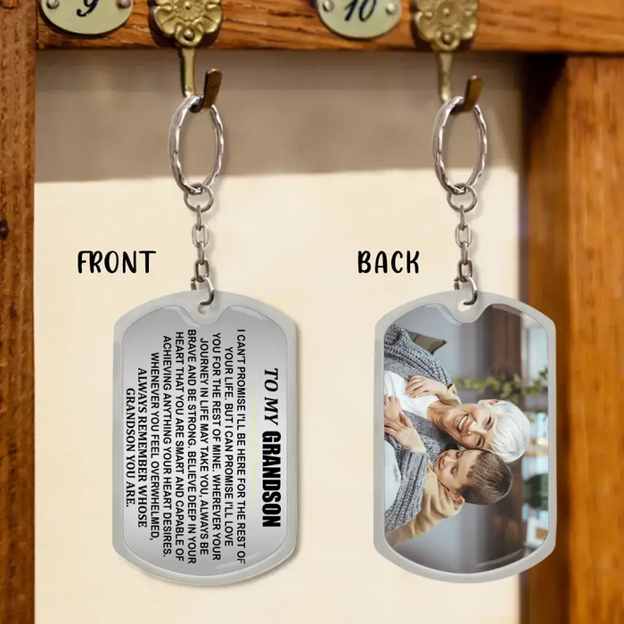 Custom Personalized To My Grandkid Aluminum Keychain - Upload Photo - Gift Idea For Grandson/ Granddaughter From Grandma