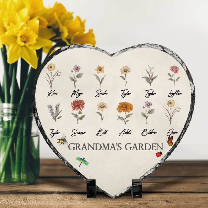 Custom Personalized Grandma's Garden Heart Lithograph - Mother's Day Gift Idea For Grandma/ Mother - Upto 12 Kids