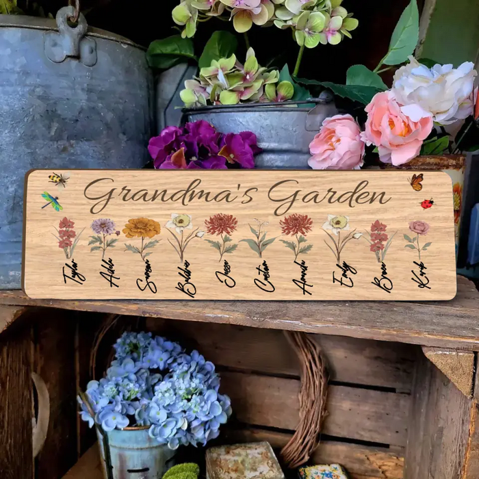 Custom Personalized Grandma's Garden Wooden Sign - Mother's Day Gift Idea For Grandma/ Mother - Upto 10 Kids
