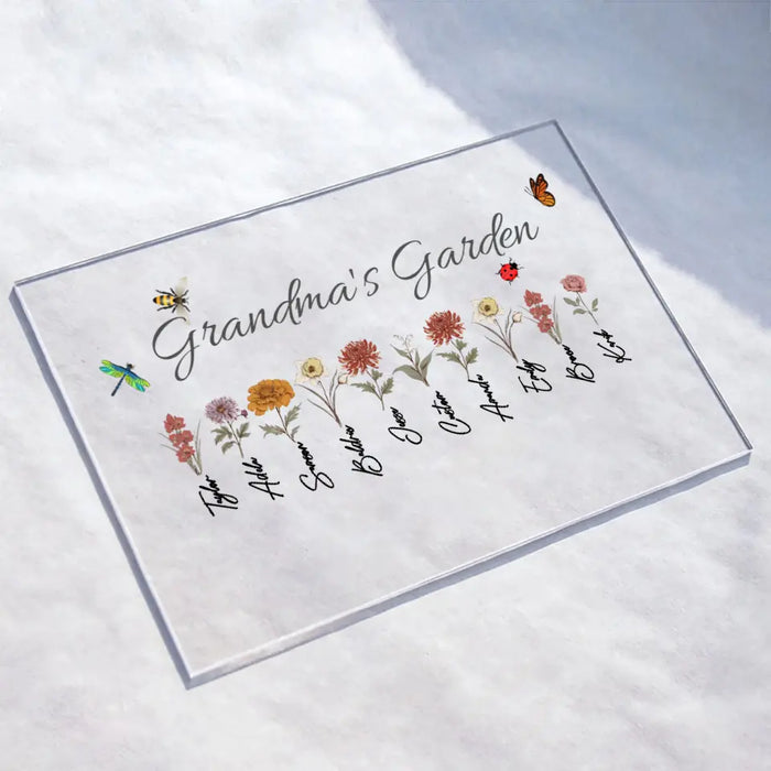 Custom Personalized Grandma's Garden Acrylic Plaque - Mother's Day Gift Idea For Grandma/ Mother - Upto 10 Kids