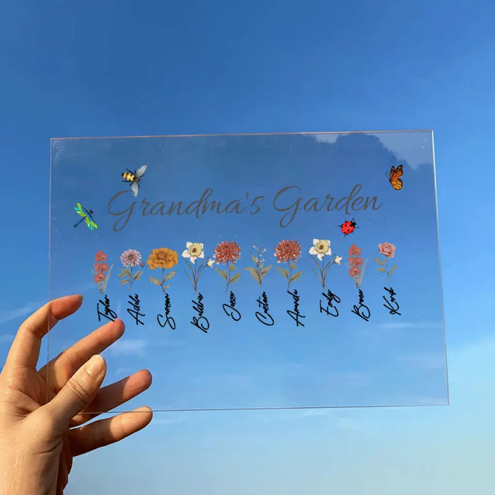 Custom Personalized Grandma's Garden Acrylic Plaque - Mother's Day Gift Idea For Grandma/ Mother - Upto 10 Kids