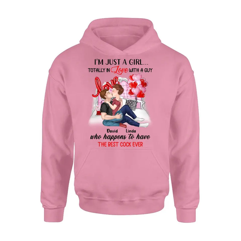 Personalized Couple Shirt/Hoodie - Gift Idea For Husband From Wife/Couple Gift/Valentine's Day - I'm Just A Girl...Totally In Love With A Guy