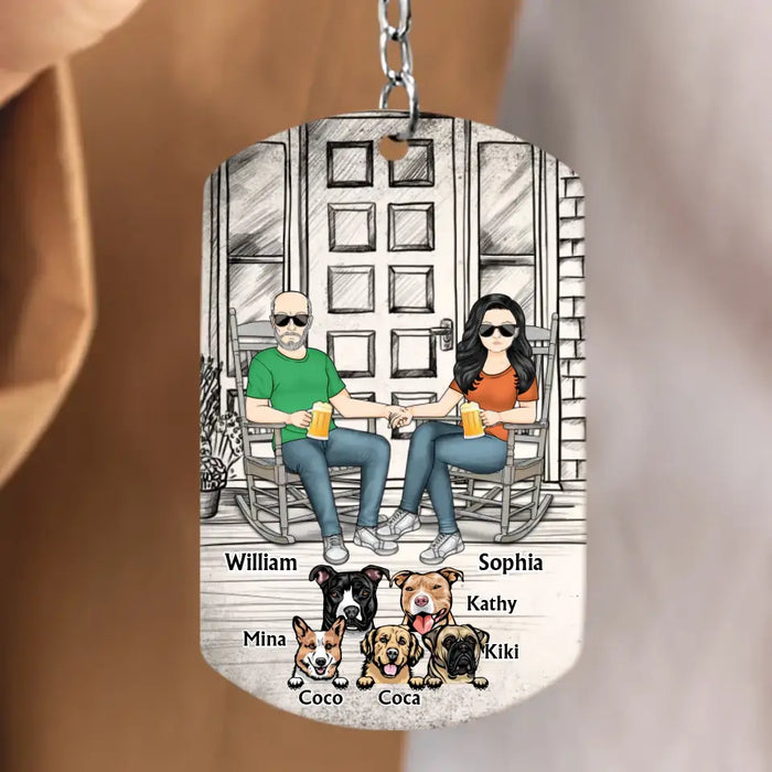 Personalized Couple Aluminum Keychain - Gift Idea For Couple/Dog Lovers - Up to 5 Dogs - Keys To Our Home
