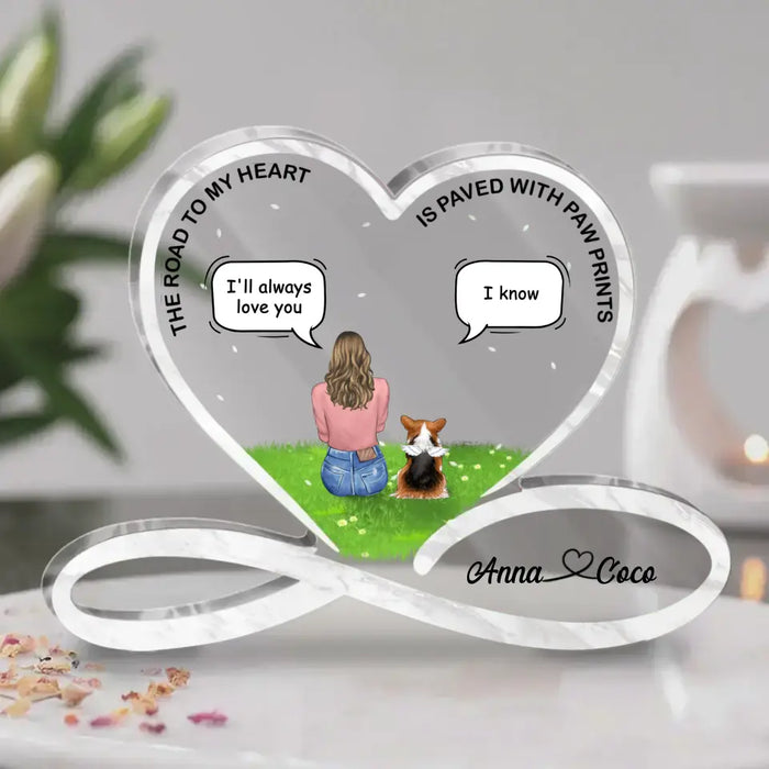 Custom Personalized Memorial Pet Acrylic Plaque - Upto 4 Pets - Memorial Gift Idea for Dog/Cat/Rabbit Owners - The Road To My Heart Is Paved With Paw Prints