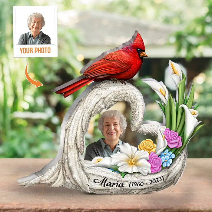 Custom Personalized Memorial Cardinal Photo Acrylic Plaque - Upload Photo - Christmas/ Memorial Gift Idea for Family