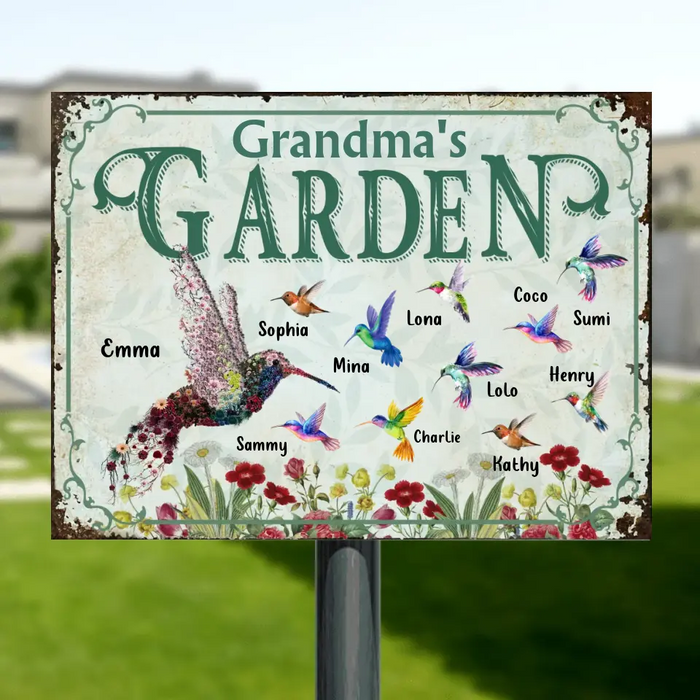 Custom Personalized Grandma's Garden Metal Sign - Mother's Day Gift Idea For Grandma/ Mother - Upto 10 Kids - Grandma's Garden