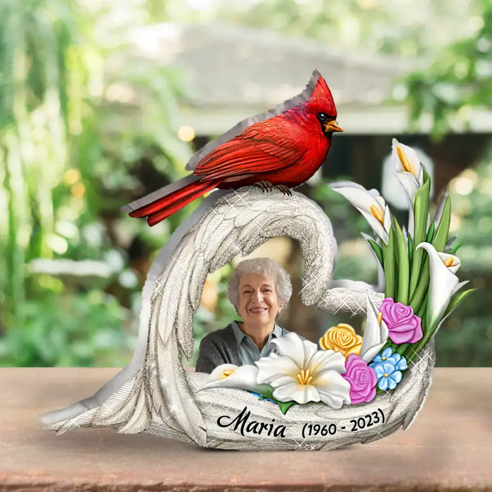 Custom Personalized Memorial Cardinal Photo Acrylic Plaque - Upload Photo - Christmas/ Memorial Gift Idea for Family