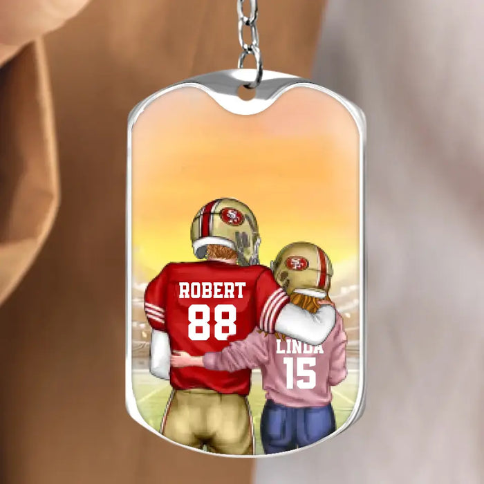 Custom Couple Aluminum Keychain - 
 Gift Idea For Couple/Him/Her/Wife/Husband - Love You To The End Zone & Back