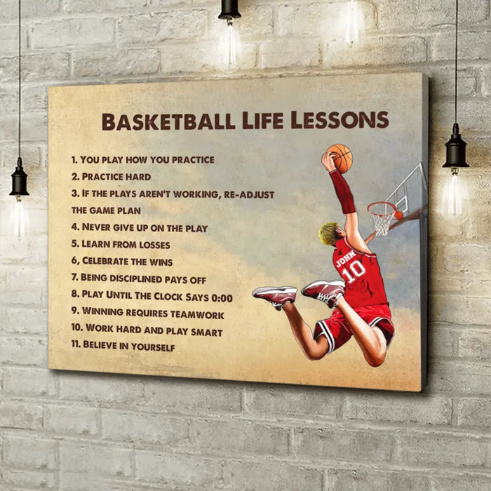 Custom Personalized Basketball Horizontal Canvas - Gift Idea For Basketball Lovers/Son/Grandson - Basketball Life Lessons