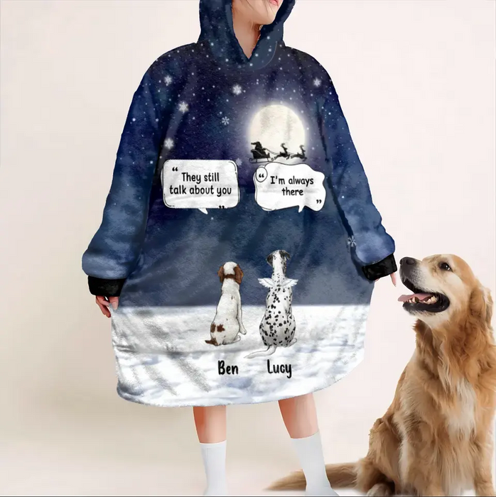 Custom Personalized Memorial Pet Blanket Hoodie For Women - Upto 8 Dogs/Cats - Memorial Gift Idea for Christmas
